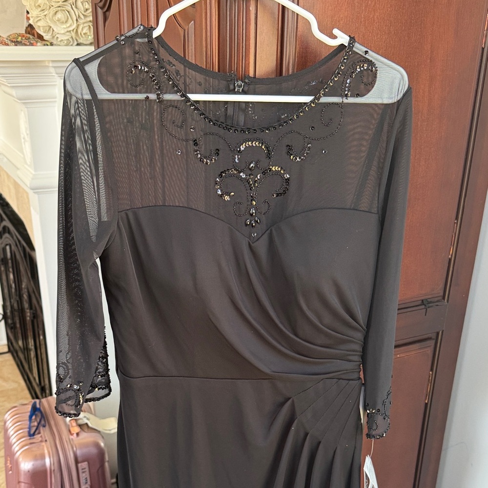 Alex Evenings NWT Black Beaded Mesh Formal Gown Size 12 $179 Retail